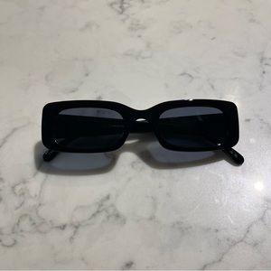 Simons All Black Rectangular Sunglasses With Bag